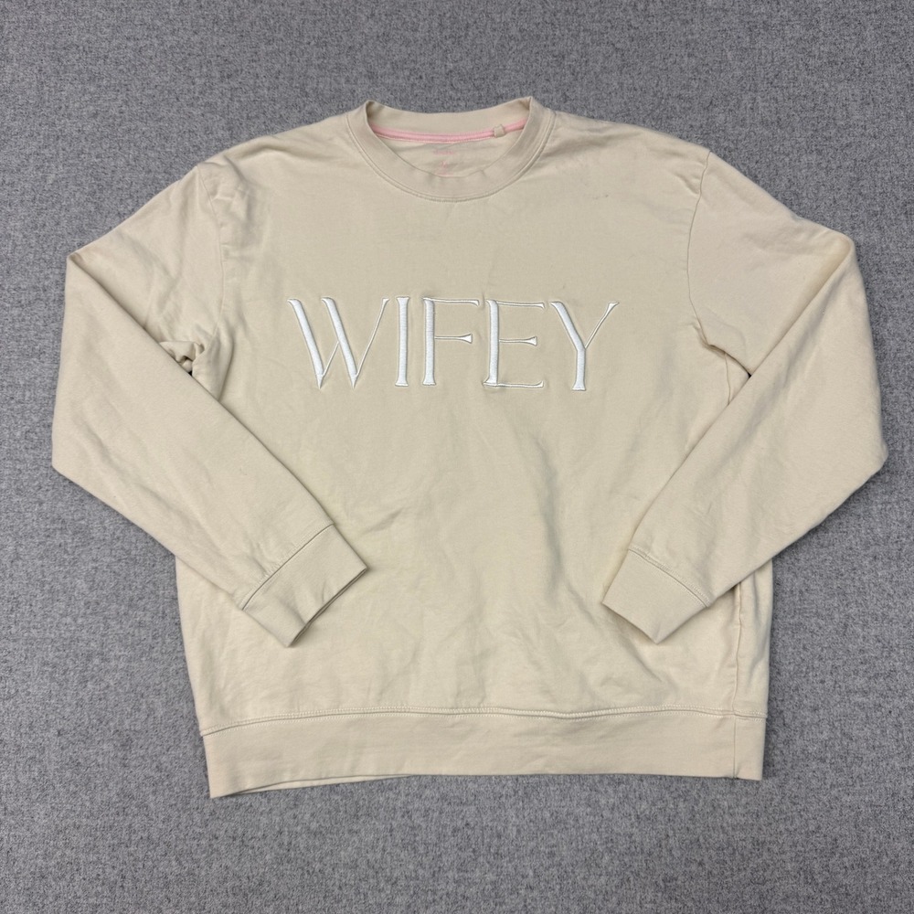 Miss to Mrs | Wifey Embroidered Sweatshirt | M | Cream | Bridal Lounge Pullover